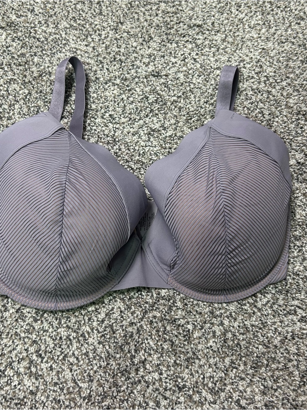 THIRDLOVE Shadow Stripe Plunge Bra Lavender 36H Comfort Underwire